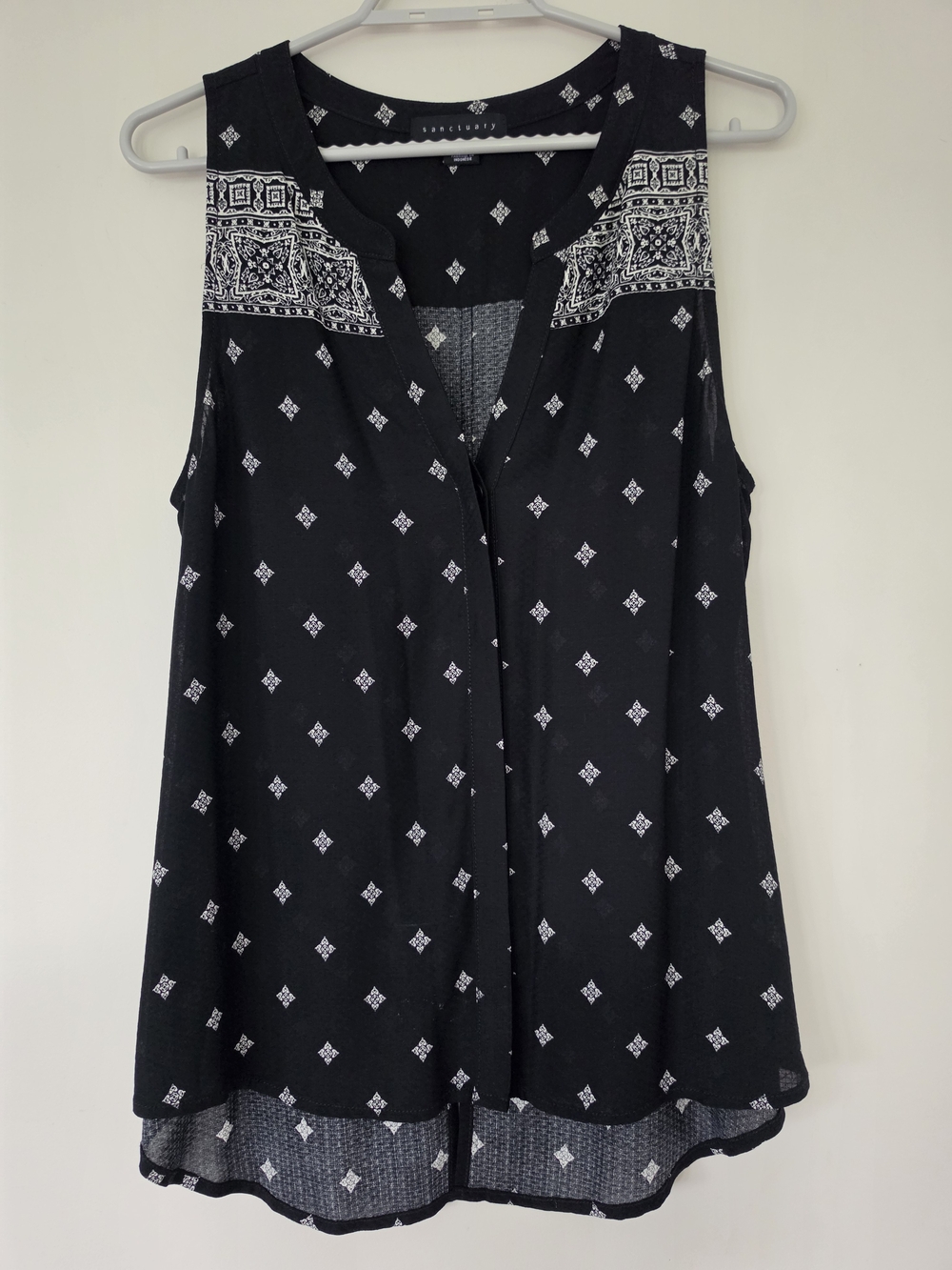 Sanctuary Black Sleeveless Printed Tunic Tank Women's Size M Boho!